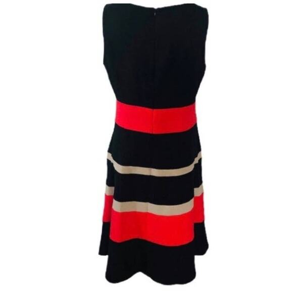 Black Label by Evan Picone Striped Black Red Dress Size 8 - Picture 3 of 4